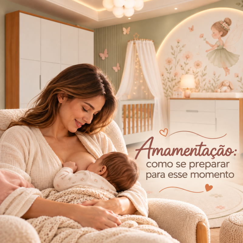 Amamentação em um quarto aconchegante