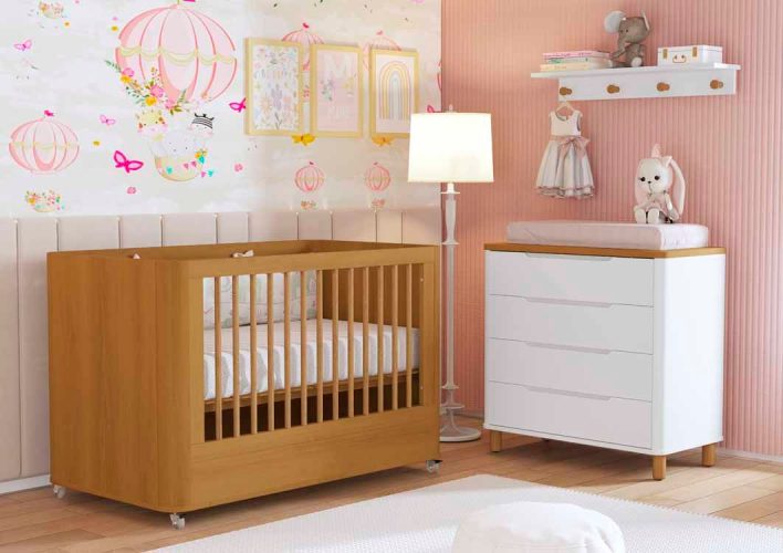 Berço Boom Plus Wheels - Cômoda Boom Nordic Savana