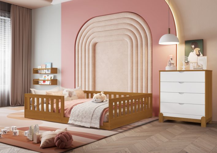 Cama Casal Tera + Cômoda Gaveteiro Lotus Savana