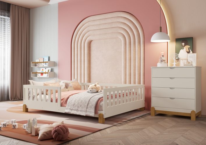 Cama Casal Tera Lotus + Cômoda Gaveteiro Lotus Areia