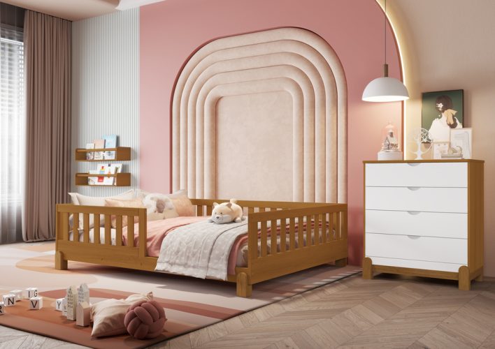 Cama Casal Tera Lotus + Cômoda Gaveteiro Lotus Savana