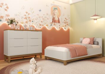 Cama Padrão Boom Classic + Cômoda Classic 6G Areia