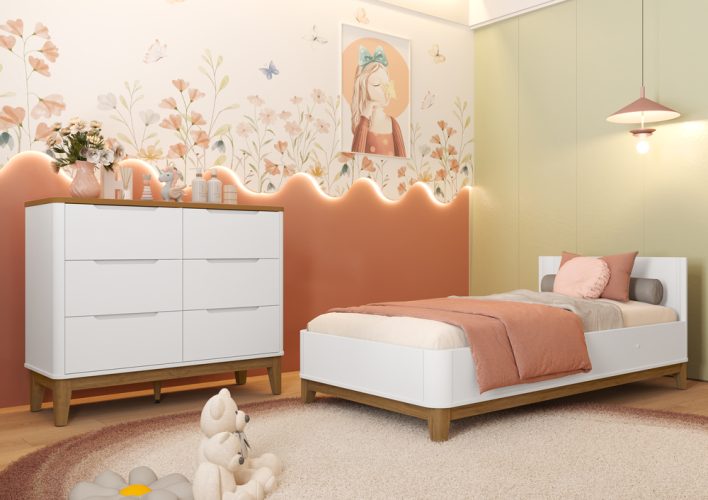 Cama Padrão Boom Classic + Cômoda Classic 6G Branco