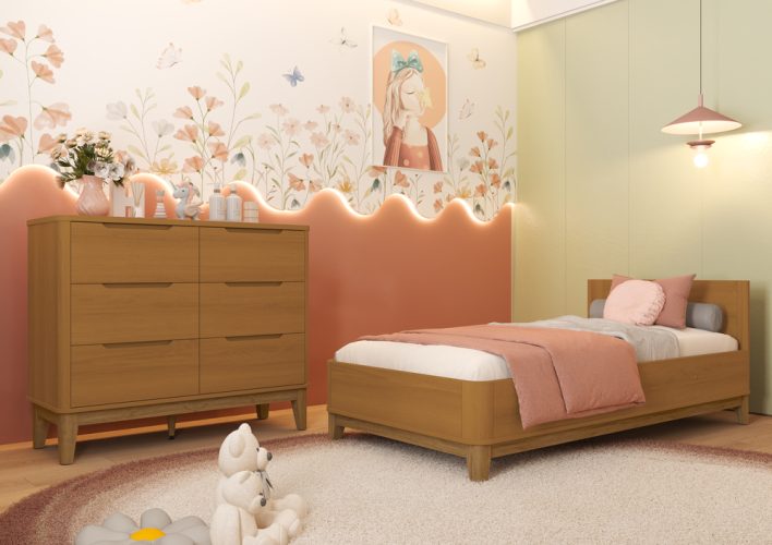 Cama Padrão Boom Classic + Cômoda Classic 6G Savana