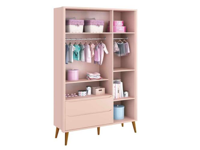 ROUPEIRO THEO 3 PORTAS INTERNO- ROSA MADEIRA
