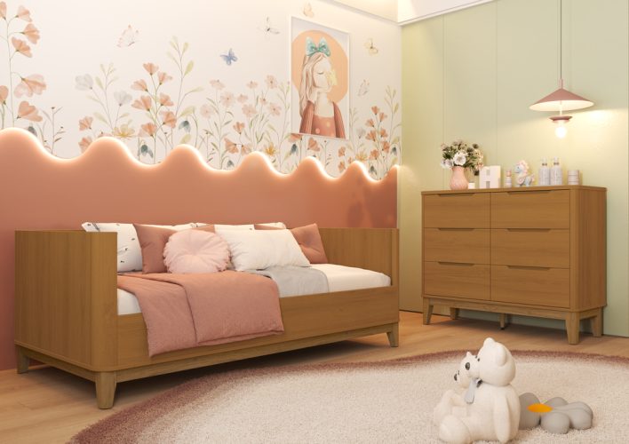 Sofá Cama Boom Classic + Cômoda Boom Classic 6G Savana